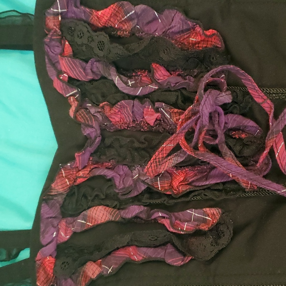 Tripp NYC Corset size XS w/ Red and Purple Plaid accents - Picture 2 of 8